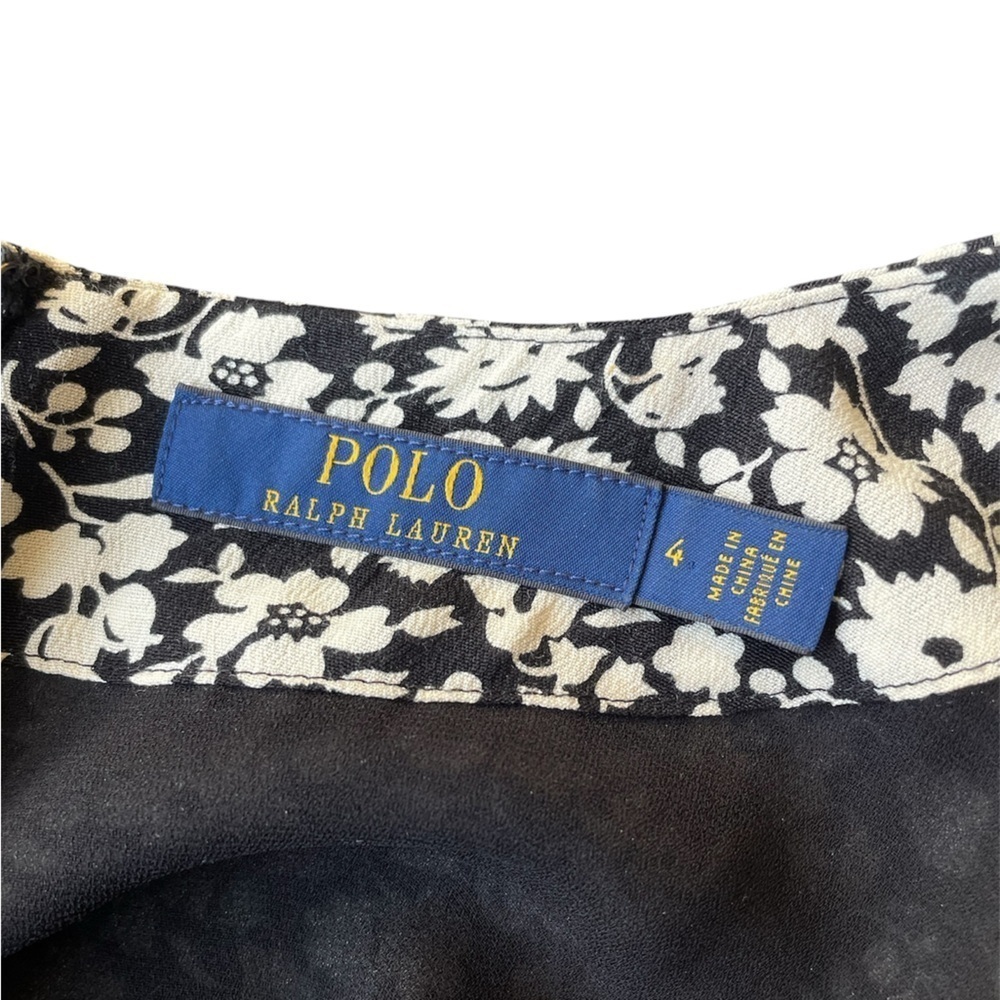 Polo Ralph Lauren Black and White Floral Short Sleeve Mini Dress Size 4 - Picture 4 of 4